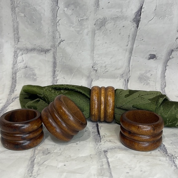 Vintage Wood Napkin Holders Wood Set of 4 Bohemian - Picture 1 of 5